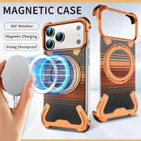 Funda Magnética sin Marco de Aluminio para iPhone 18 Pro Max, Parte Trasera Transparente de PC, Anillo de Soporte, Antiabrasión, Carcasa Protectora Ligera