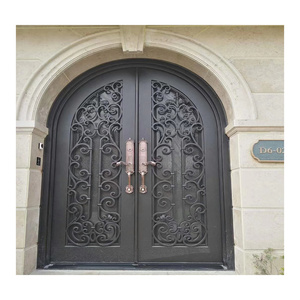 Entrée extérieure <span class=keywords><strong>Porte</strong></span> en métal en fer forgé noir double <span class=keywords><strong>Porte</strong></span> de sécurité - Product Image 6