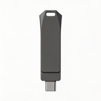 Unidad Flash USB Metálica Giratoria 2 en 1 de Gran Capacidad, 16GB/32GB/64GB/128GB, USB 2.0/3.0 OTG Tipo-C, Garantía de 2 Años