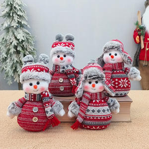 Red and blue knitted fabric snowman doll <b>Christmas</b> decorations window doll ornaments custom - Product Image 3