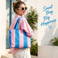 Sac fourre-tout en toile pliable et réutilisable à rayures multicolores avec logo personnalisé, idéal pour le shopping, les voyages et les vacances – Vente en gros usine