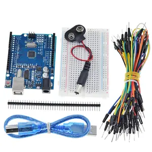 TZT स्टार्टर किट के लिए arduino के संयुक्त राष्ट्र संघ R3-बंडल 5 आइटम: संयुक्त राष्ट्र संघ R3 Breadboard जम्पर तारों यूएसबी केबल और 9V बैटरी कनेक्टर