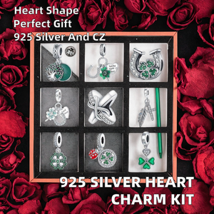 Kit de Pulsera con Dijes de Corazón de Plata 925 Personalizados, Chapados en Oro Rosa con Circonita, Amor Eterno, Set de Joyería para Niños - Product Image 2