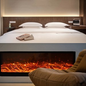 Cheminée électrique moderne autoportante Meuble TV Slimline noir avec LED Intelligence Flame Inset pour usage domestique - Product Image 6