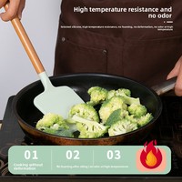 Ensemble de 5 ustensiles de cuisine en bois de hêtre, gadgets de cuisine, ensemble de spatules en silicone, outils de cuisson, ustensiles en silicone antiadhésifs