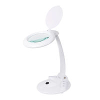 Multi Hole Storage Base Magnifier Lamp Illuminated Magnifying Glass Light for Cross Stitch Handcraft Workstation