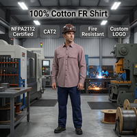 Camisa a Cuadros Ignífuga Ligera para Hombre, Certificada NFPA2112/CAT2, Color Caqui, Resistente a las Llamas, de Algodón Antiestático
