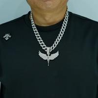 Pendentif Déesse Ange en Argent Plaqué Or et Chaîne à Maillons Cubains Collier Bijoux Fantaisie Hip Hop