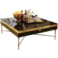 Nouvelle table basse de salon de luxe au design moderne, plateau en marbre, pieds en acier inoxydable, forme carrée