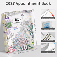 Agenda 2027 A5 à spirale, motif floral libellule papillon, avec pages horaires et mensuelles, onglets colorés, haute qualité, écriture facile