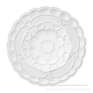 White Ceramic Dinnerware <b>Set</b> Round Embossed Plant Pattern Classic Design Dishwasher Safe Durable Tableware for Daily Use - Product Image 5