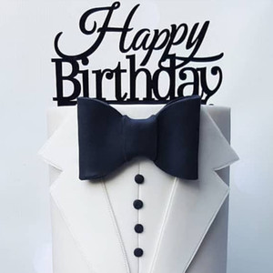 Décoration de gâteau en acrylique « Joyeux Anniversaire » avec motif miel et douceur, noir et or, pour fêtes et événements - Product Image 3
