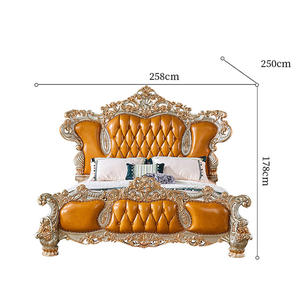 Chuangdian Foshan Fabriek Custom Franse Luxe Gouden Koninklijke Hand Gesneden Massief Houten Frame Dubbel Kingsize Slaapkamerbed - Product Image 6