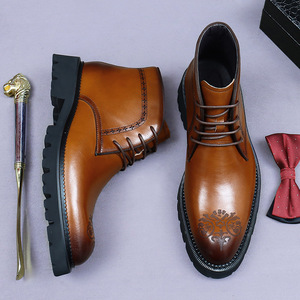 Botas Martin de Hombre con Cordones, Estilo Británico, Punta Redonda, Suela Gruesa, de Cuero Genuino, a Media Pantorrilla, Modernas y Versátiles para Otoño-Invierno - Product Image 4