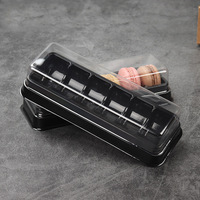 Boîte d'emballage pour macarons et biscuits en gros, 6 compartiments, jetable, transparente, en plastique, avec couvercle
