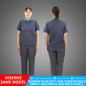 Polo de media manga de verano directo de fábrica, ropa de trabajo gris de secado rápido con características de seguridad, personajes bordados - Product Image 3