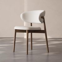 Chaise de salle à manger sans accoudoirs en bois de frêne de style nordique, pieds en métal/bois, revêtement en cuir, design moderne pour salle à manger, petit appartement CY