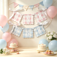 DAMAI Bannière à une lettre à carreaux avec nœud pour la première année de bébé, panneau de chaise haute pour anniversaire de 1 an, décoration de toile de fond photo pour le premier anniversaire