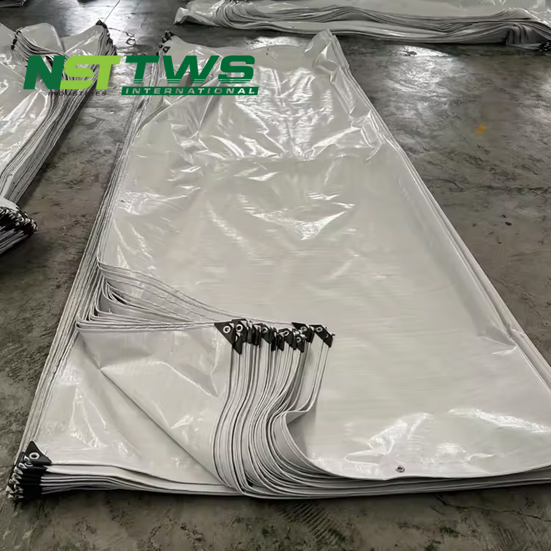 Высокопрочная полиэфирная ткань брезент 900GSM Grey двухсторонний ПВХ брезентовый лист с УФ и FR