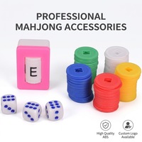 Jetons de Mahjong en plastique style anglais, jetons de cinq couleurs, dés de 13 mm, accessoires de tuiles de Mahjong américain