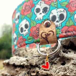 Martingale tissu halloween collier de chien whippet/crânes & roses cyan - Product Image 3