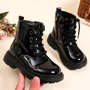 Bottes courtes noires personnalisées pour enfants, bottes à la cheville pour filles - Product Image 1