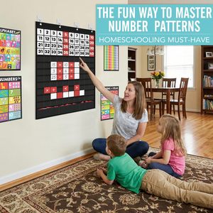Tabla de bolsillo con números del 1 al 120, 140 tarjetas de doble cara, tabla de aprendizaje de matemáticas con almacenamiento para uso en el aula de niños - Product Image 5