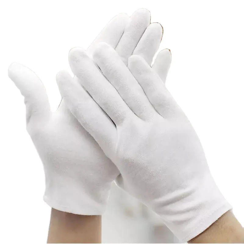 Venta al por mayor transpirable ceremonia blanco lavable tela elástica guantes de algodón para manos secas eczema hidratante cosmético piel Spa