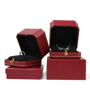 Stock New Custom LOGO Red Plastic <strong>Vintage</strong> Jewelry Octagon Box Luxury Ring Bracelet Pendant Necklace Jewellery <strong>Boxes</strong> with Bucket - Product Image 2