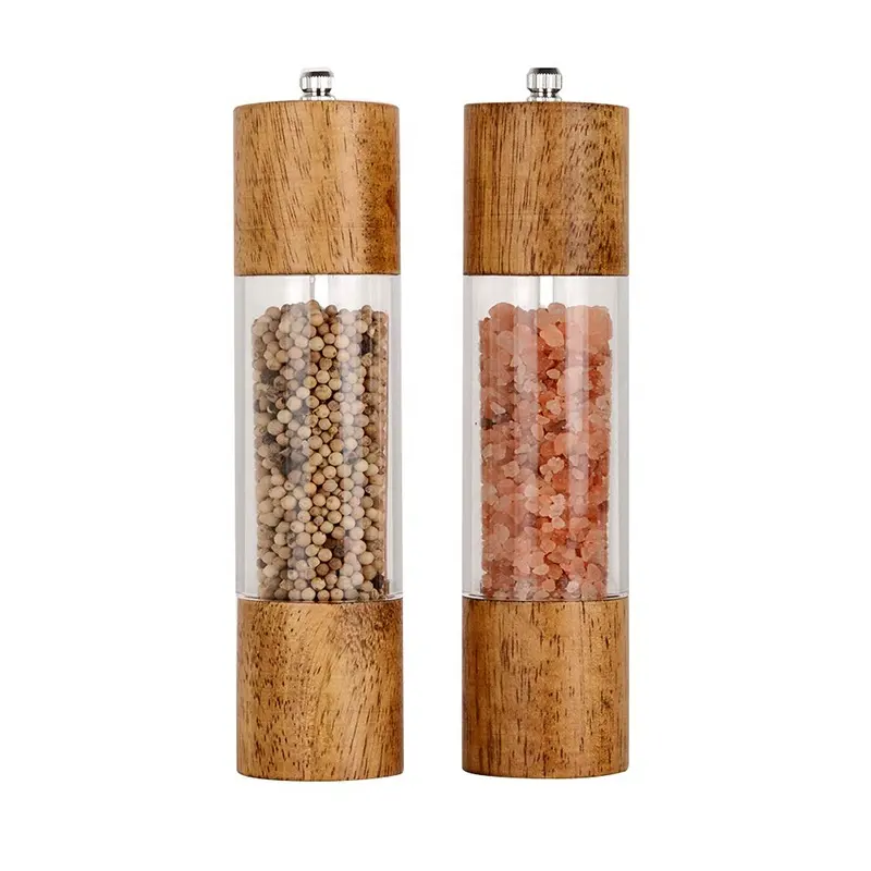 Manual Salt and Pepper Mills Wooden Shakers with Adjustable Ceramic Core-Salt Grinder and Pepper Mill