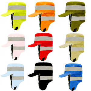 Casquette de travail imperméable haute visibilité <span class=keywords><strong>d</strong></span>'hiver avec bandes réfléchissantes, unisexe, fluorescente, avec protège-oreilles, pour travaux de construction en extérieur - Product Image 3