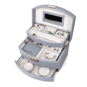 Caja de almacenamiento de cuero PU en stock de fábrica, caja de almacenamiento de joyas, caja de joyería de viaje, caja de terciopelo, joyería de almacenamiento - Product Image 2