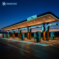 Cubierta para Carga de Vehículos Eléctricos, Personalizada, Comercial, de Acero para Exteriores, con Letrero Luminoso LED 3D para Centro de Carga Rápida