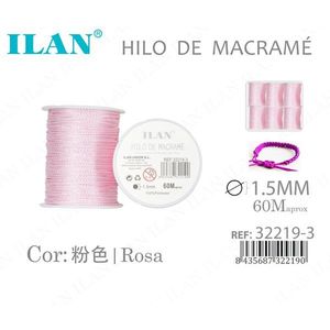 Cordon en macramé Ilan 1,5 mm 60 m rose en polyester pour travaux manuels - Product Image 3