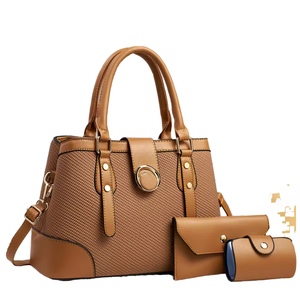 Conjunto de Tres Piezas con Estampado Simple para Mujer, Bolso de Mano de Gran Capacidad con Borlas, Cierre Abierto, Patrón de Caramelo, Bolso Bandolera - Product Image 1