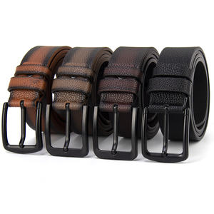 Cinturón de Cuero PU para Hombre con Hebilla de Pin de Colores Mezclados del Fabricante 2026, Hebilla Personalizada para Jeans - Product Image 1