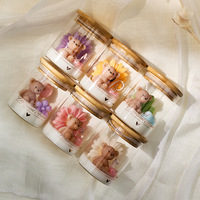 Velas Aromáticas de Cera de Soja con Forma de Oso y Flores, Hechas a Mano, con Logotipo Personalizado, Decoración para el Hogar, Regalos Aromáticos, Frascos de Vidrio, Velas Novedosas, Venta al Por Mayor
