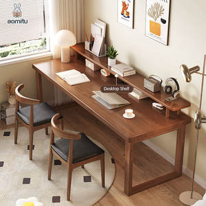 Home Schlafzimmer Wohnzimmer Computer Schreibtisch Moderne weiße Walnuss natürliche Holz Computer Schreibtisch für Büro mit abnehmbaren Bücherregal - Product Image 3