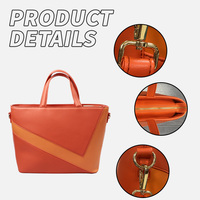 Sac fourre-tout en cuir végétalien personnalisé tendance de la mode pour femmes, sacs à main de luxe orange à motif géométrique pour femmes