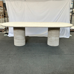 Dalles de pierre de <span class=keywords><strong>tavertin</strong></span> super blanc de luxe Comptoirs de cuisine polis sur mesure Table à manger avec travertin - Product Image 6