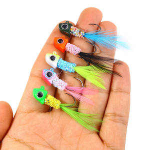 HEGNJIA 5 piezas/bolsa 3.5g Jig Head de Plomo con Pluma, Anzuelo Afilado, Jig de Pelo Colorido, Señuelos Artificiales para Pesca en Hielo y Crappie - Product Image 2