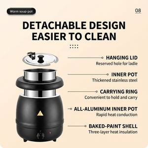 หม้ออุ่นอาหารไฟฟ้าสแตนเลส XINGWANG ขนาด 10 ลิตร สำหรับ<span class=keywords><strong>บุฟเฟ่ต์</strong></span> ซุป และโจ๊ก รักษาความร้อนได้นาน - Product Image 3