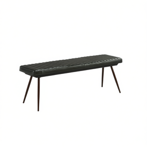 Banc d'appoint capitonné noir, mobilier de chambre moderne, revêtement en cuir PU, design à poser au sol - Product Image 1