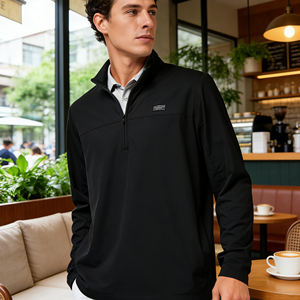 Polo de Manga Larga Estilo Ejecutivo al por Mayor con Cierre de Cremallera, Color Sólido, Logotipo Personalizado, Polo Casual de Negocios para Hombre - Product Image 3