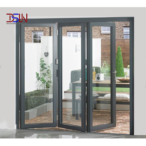 Porte pliante en aluminium à double vitrage, à rupture de pont thermique, insonorisée, à économie d'énergie, pour terrasse extérieure, idéale pour projets de villas - Product Image 1