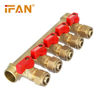 Collecteur de chauffage au sol IFAN 2-6 voies en laiton, collecteur d'eau en laiton 3/4 pouces