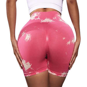 Taille haute bout à bout Shorts femmes sans couture cravate teinture Shorts Gym entraînement course haute élastique mode tricot mince trois points pantalon - Product Image 1