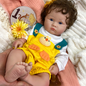 Poupées Bébé Réalistes en Silicone 45cm, Corps Entier en Silicone Platine, Cheveux Implantés, Bouche Ouverte, Poupées Reborn pour Filles - Product Image 3