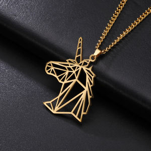 Myshape Origami Licorne Renard Grue Pendentif Collier Femmes Filles Acier Inoxydable Animal Choker Neck Chain Colliers Bijoux Cadeau - Product Image 3