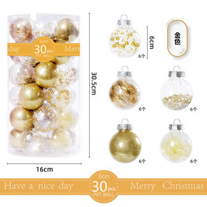 Lamp Fairy 30pcs <b>Christmas</b> Ball Ornaments 6cm <b>White</b> Gold Glitter Clear Tree <b>Decorations</b> DIY Photo Shoot Props - Product Image 2